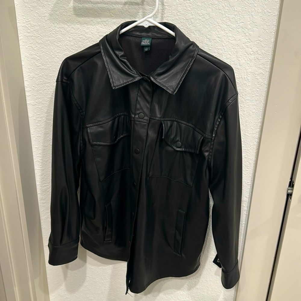 Wild Fable faux leather black button up